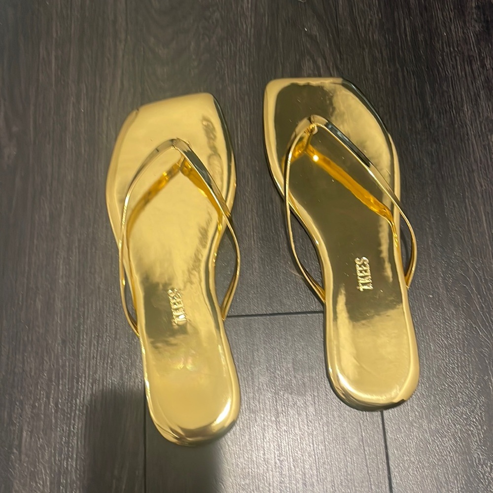Tkees Lily Square Toe Sandal - Mirror Gold - Sz 9